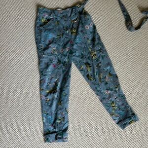 Anthropologie Floral Capris - Blue and Green